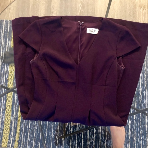 Eliza J eggplant purple pleated A-line dress - Picture 7 of 8